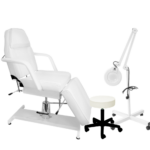 Fotel kosmetyczny hydrauliczny + lampa lupa + taboret